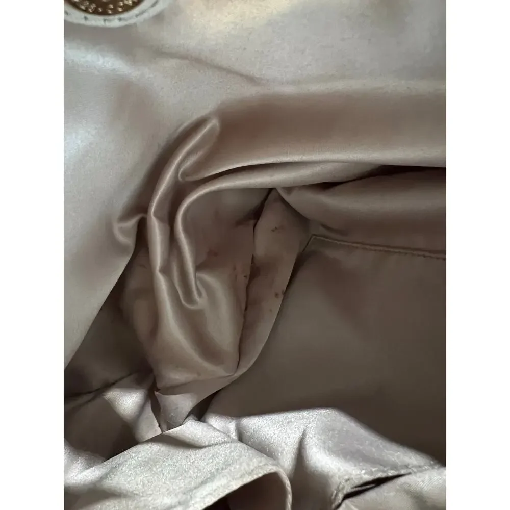 Coach Pierced Patchwork Maggie Hobo Bag Logo Khaki Beige Purse Tan